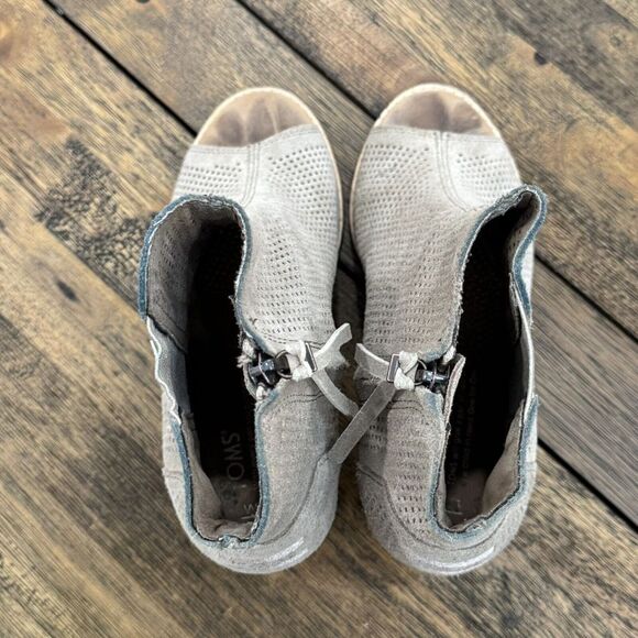TOMS Majorca Peep-Toe Booties Heel -‎ Women's Size 6.5 - Picture 5 of 8